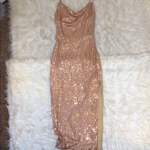 Sequin rose/gold midi dress
